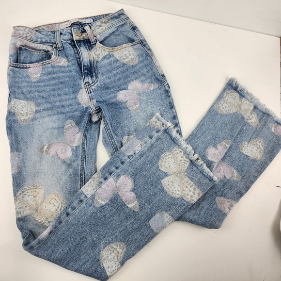 Tinseltown Blue Boot Cut Jeans with Distressed Detailing - Picture 1 of 7